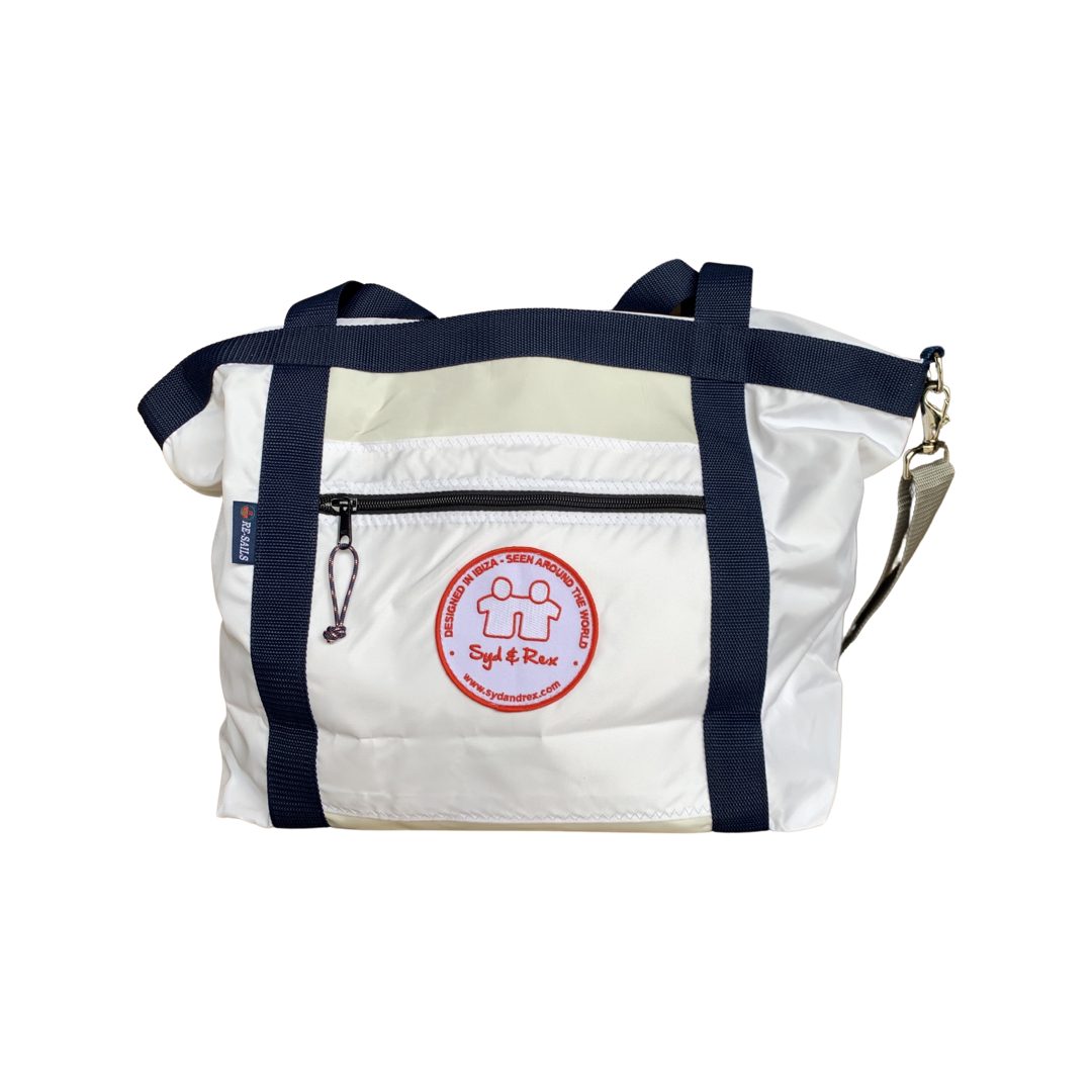 Beach Tote Large (White/Navy) - Front View | Syd & Rex