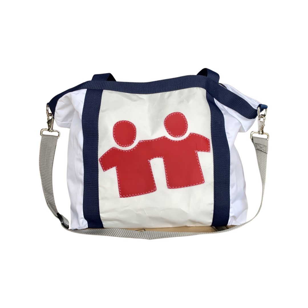Beach Tote Large (White/Navy) - Detail View | Syd & Rex