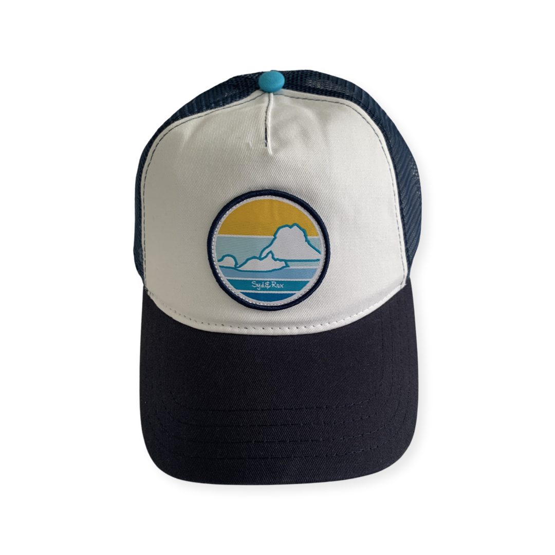 Syd & Rex Vedra trucker cap — front view with embroidered logo