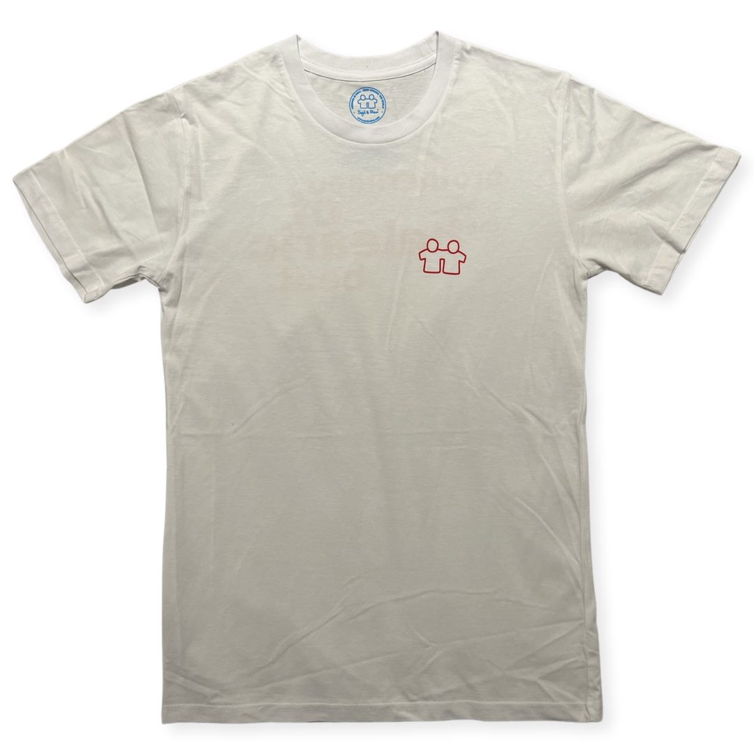 Syd & Rex men's t-shirt in White/Red — back view with graphic detail