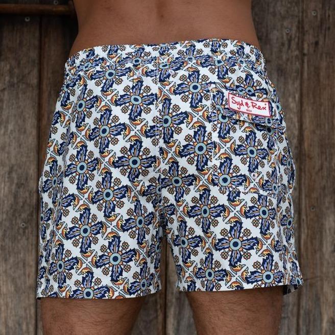 "Mambo Ibiza Tiles" Swim Trunks (Mens) : White