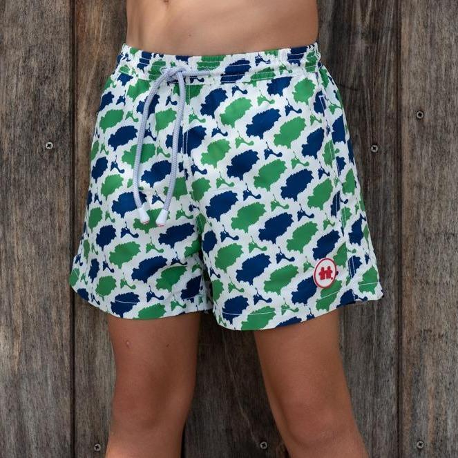 "Island Camo" Swim Trunks (Boys) : Blue/Green