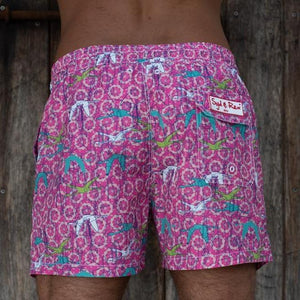 "Birds of a Feather" Swim Trunks (Mens) : Pink