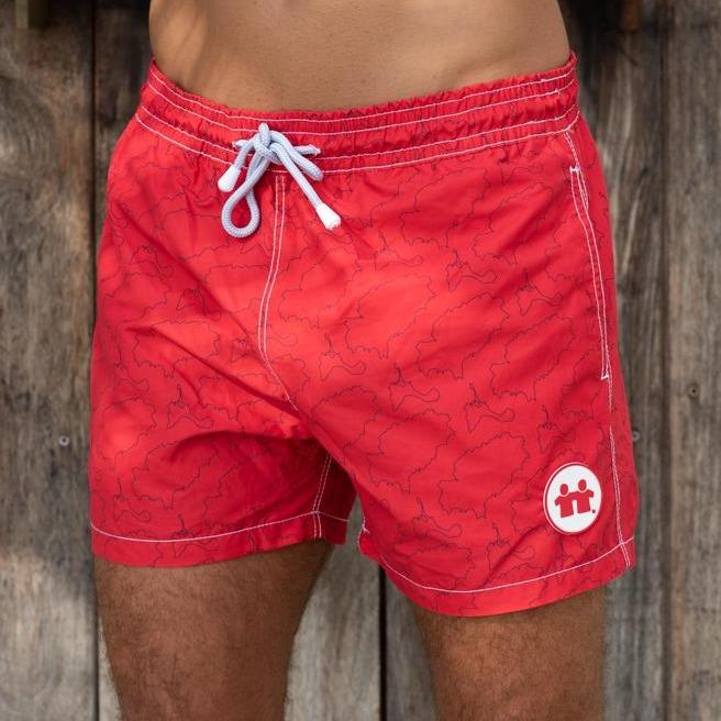 Front of Red Swim Trunks