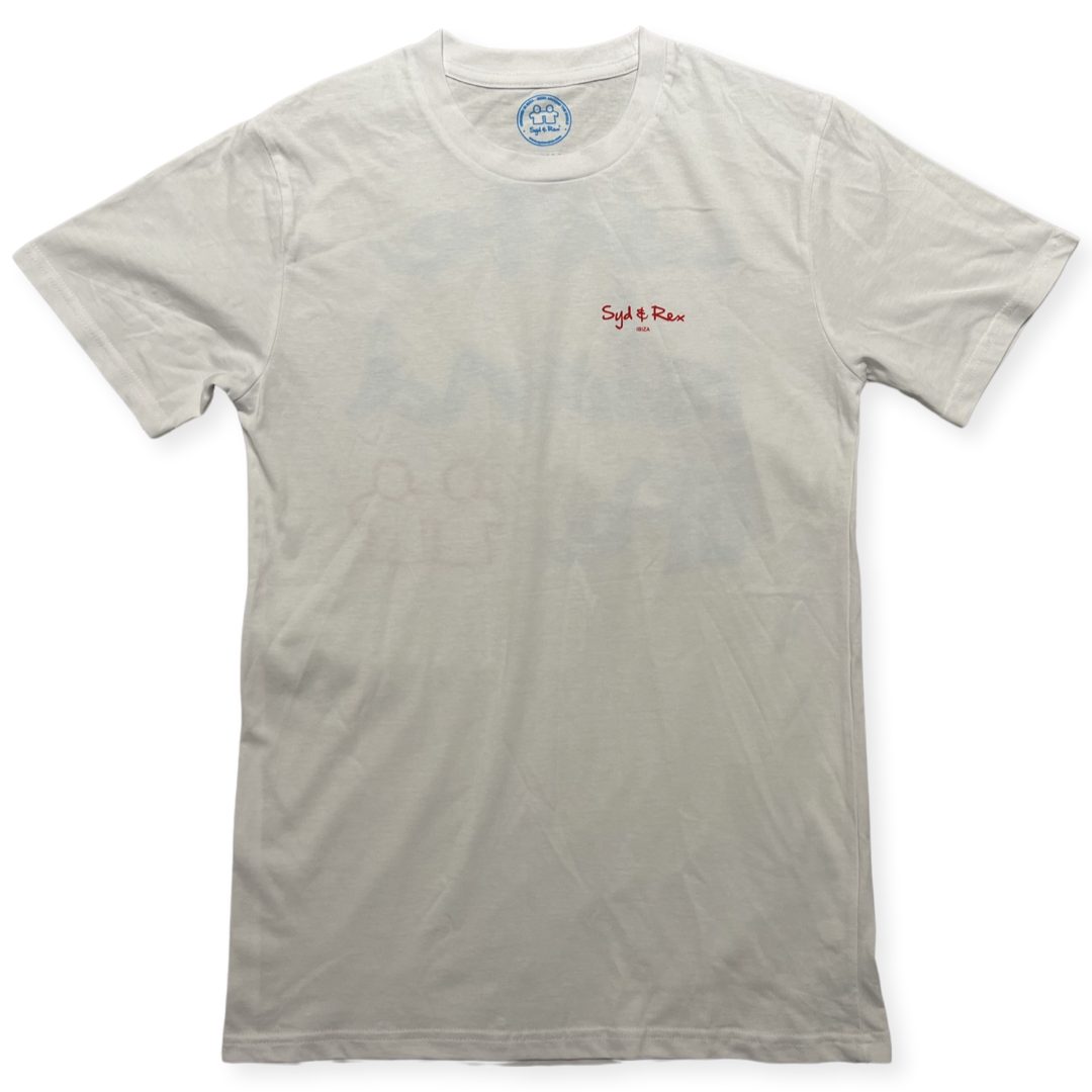 Syd & Rex men's t-shirt in White — back view with graphic detail